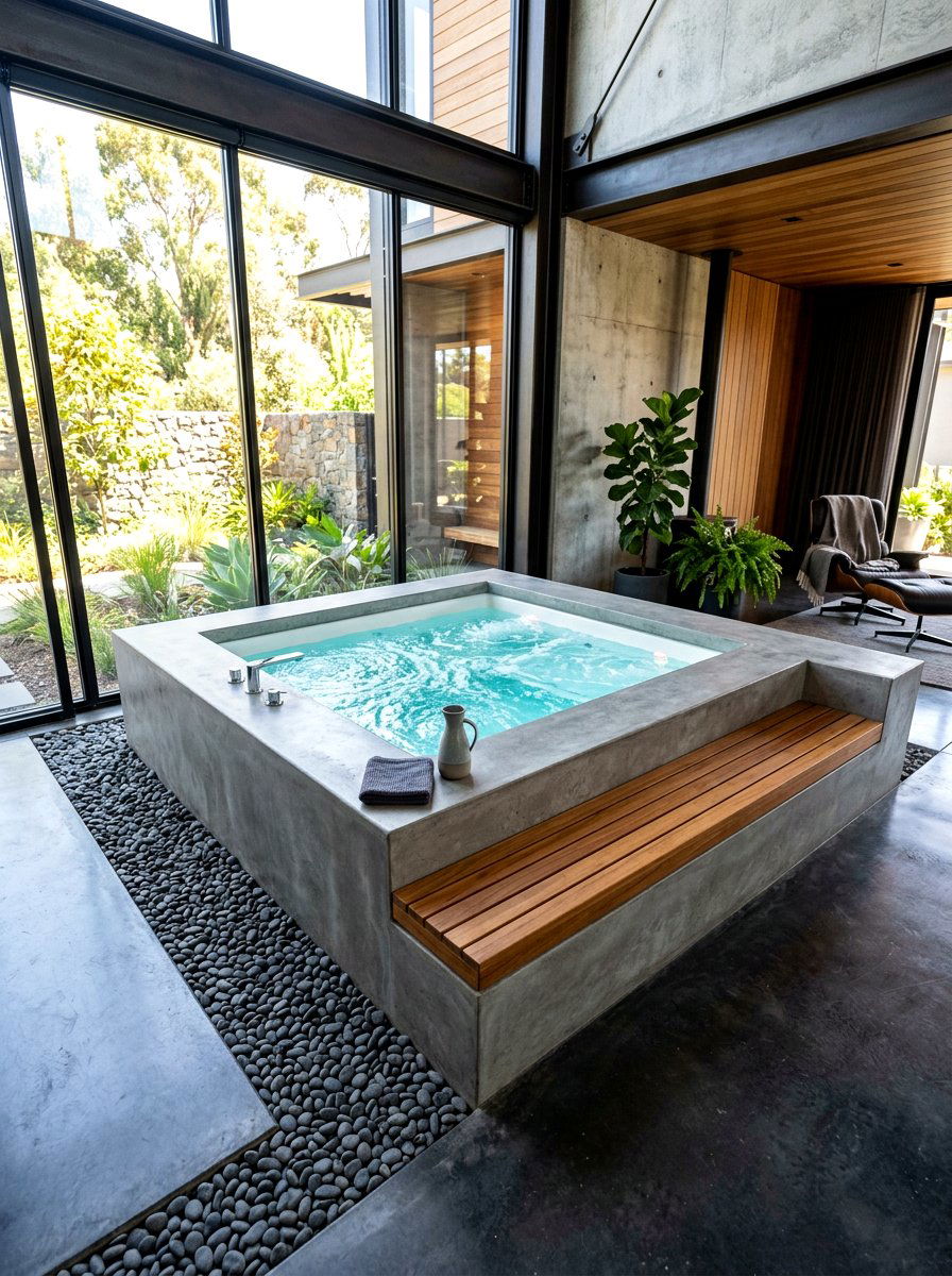 Raised Concrete Spa Pool - 30 spa pool backyard ideas