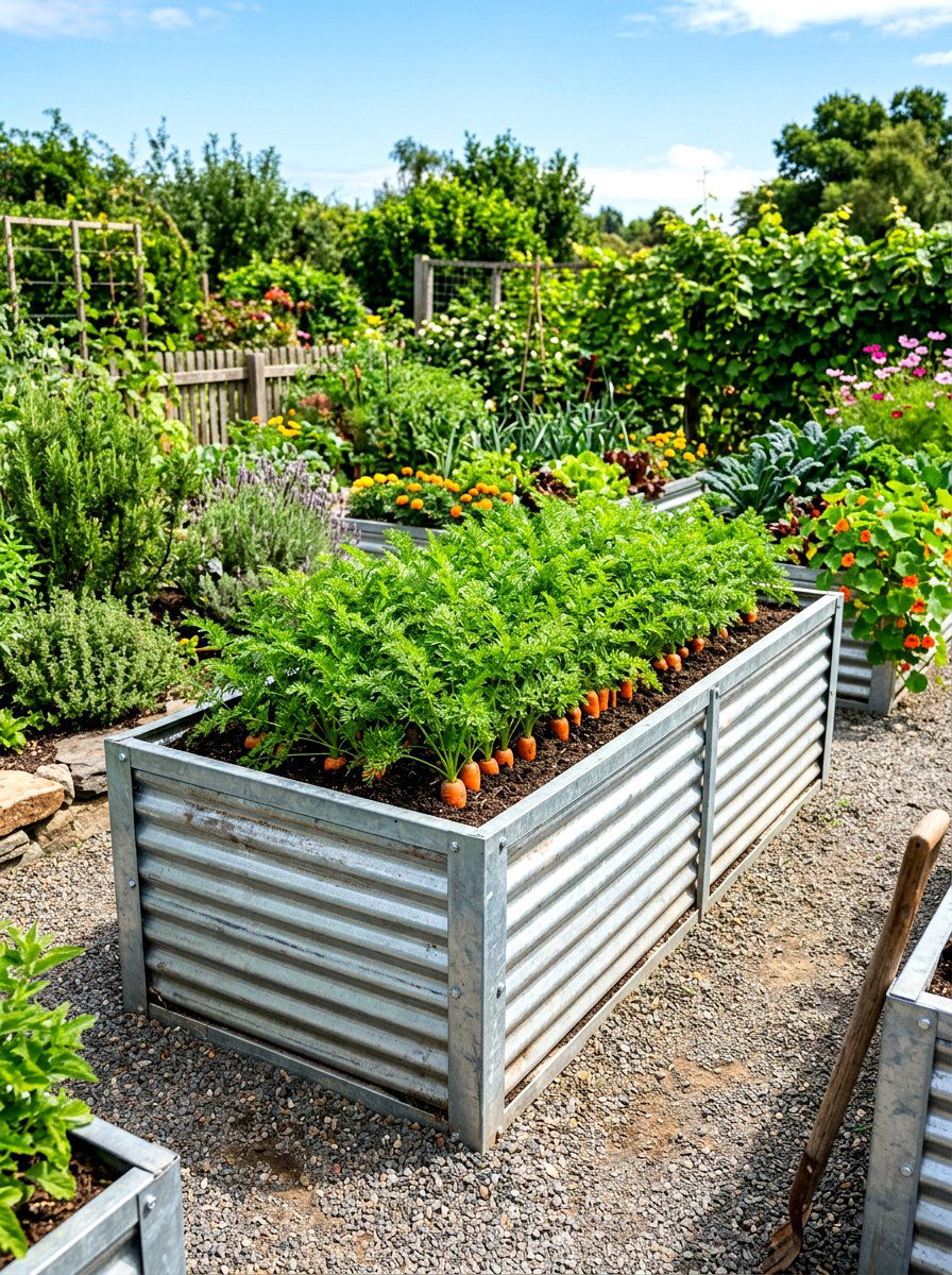 Raised Corrugated Metal Bed - 30 kitchen garden ideas