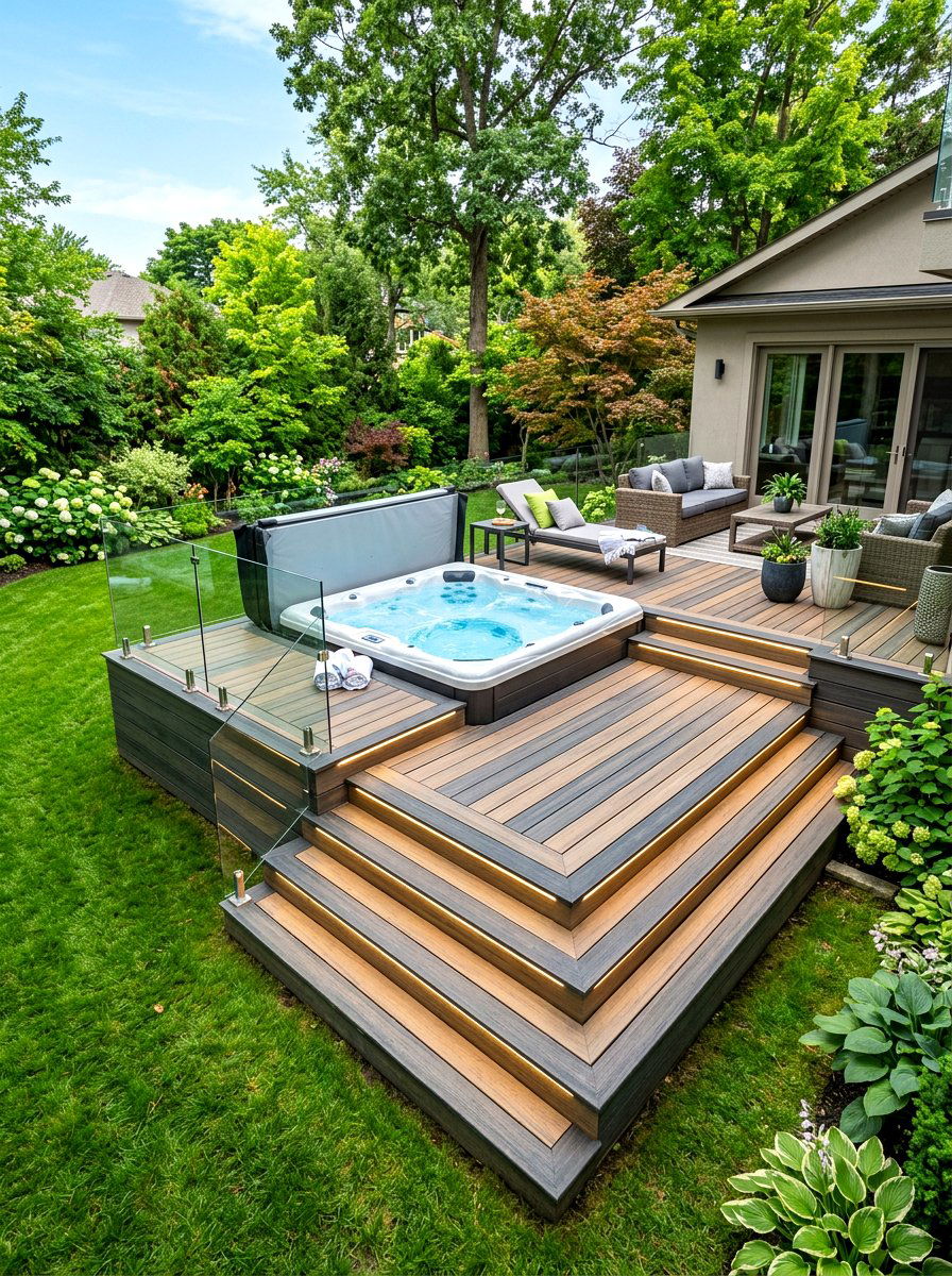 Raised Deck Hot Tub - 30 hot tub patio ideas