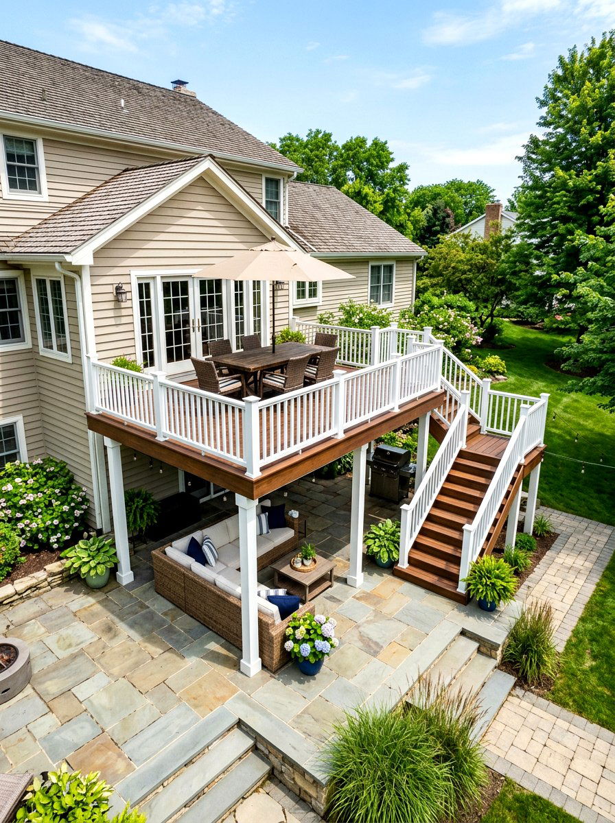 Raised Deck With Lower Patio - 30 multi level deck ideas