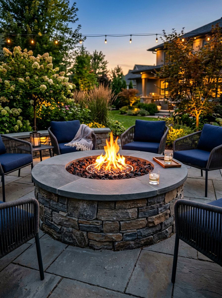 Raised Edge Fire Pit - 30 backyard conversation pit ideas
