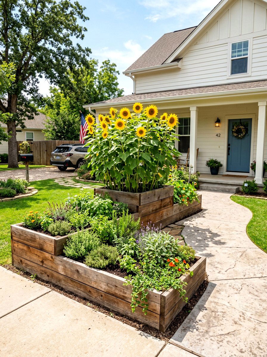 Raised Garden Bed - 30 asymmetrical front yard landscaping ideas