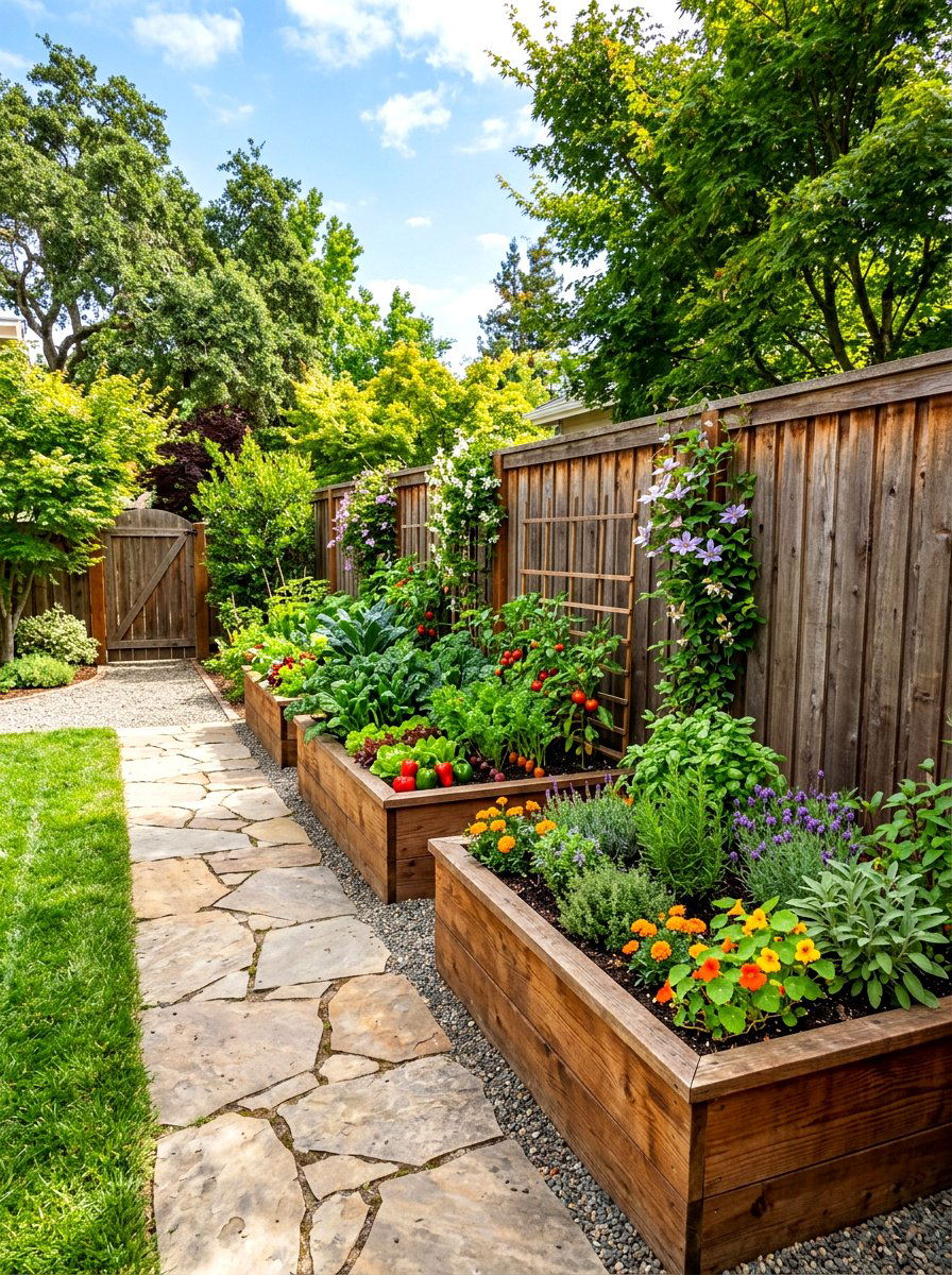 Raised Garden Beds Against Fence - 30 fence landscaping ideas
