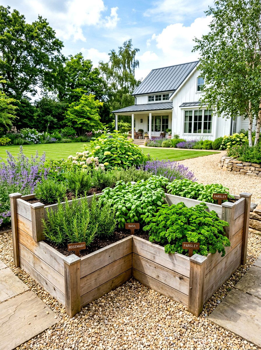 Raised Herb Garden - 30 sensory backyard garden ideas