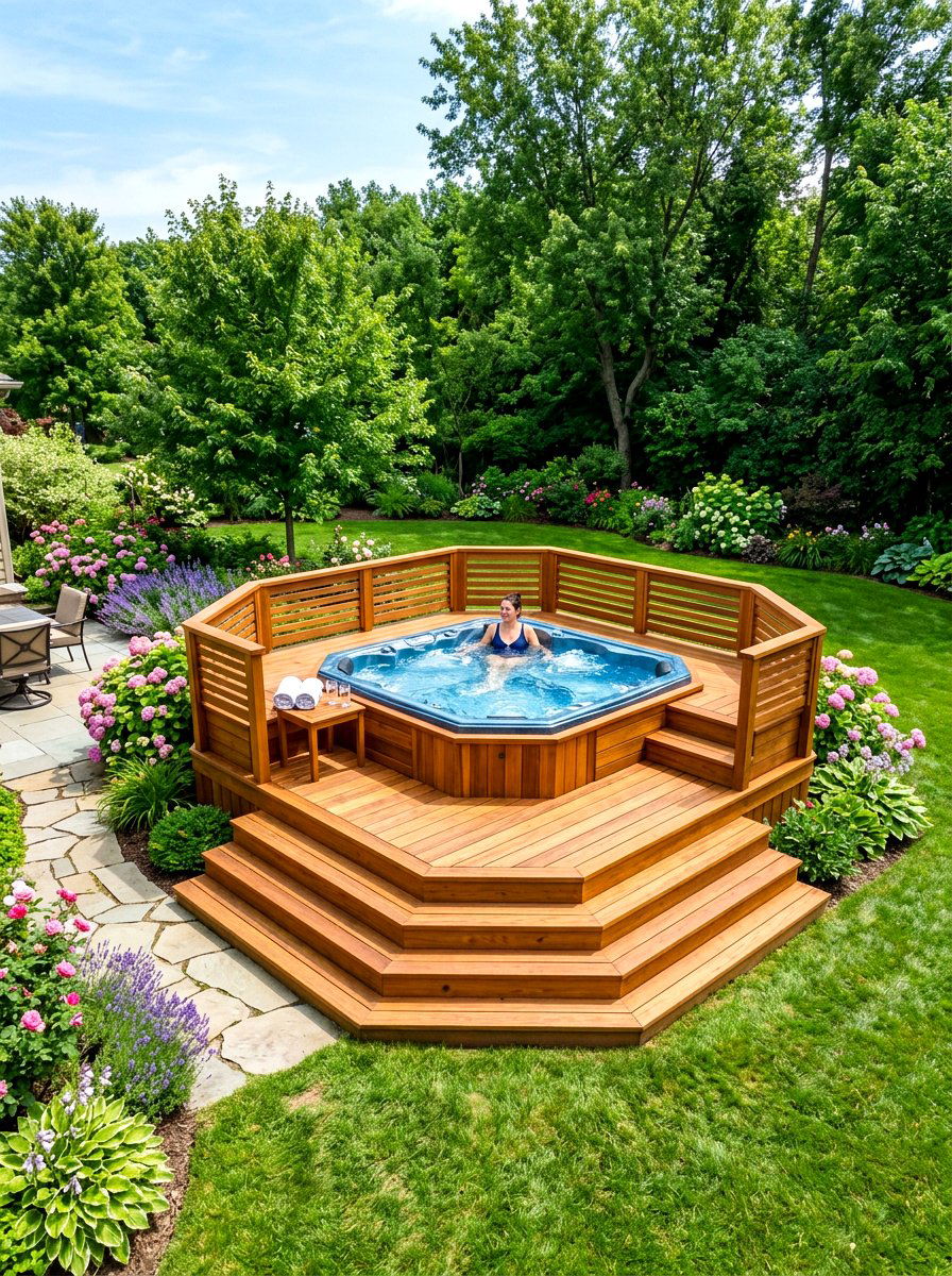 Raised Hot Tub Platform - 30 hot tub deck ideas