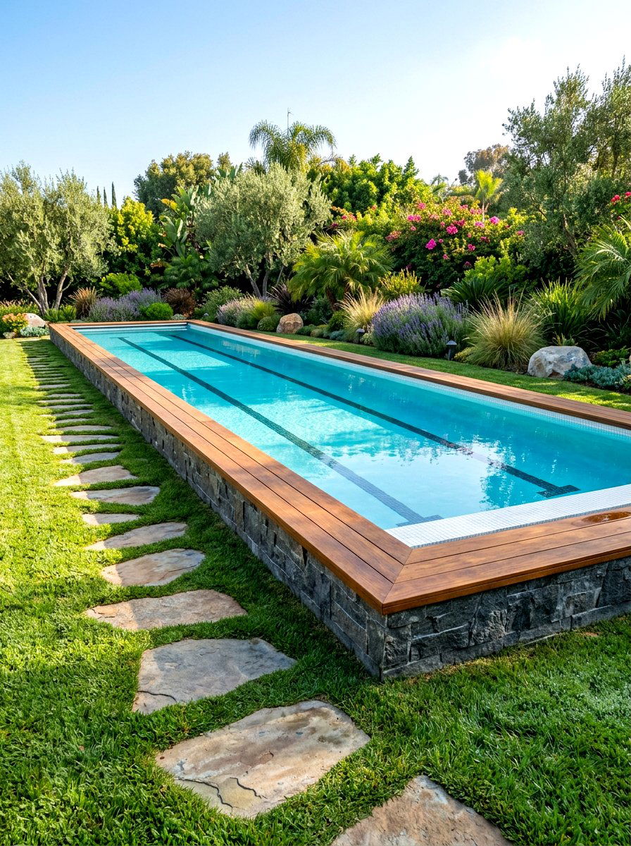 Raised Lap Pool - 30 lap pool backyard ideas