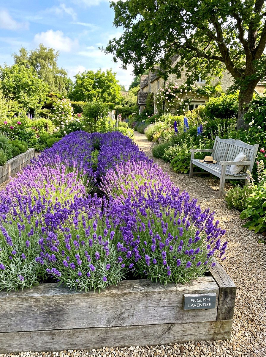 Raised Lavender Garden - 30 sensory herb garden ideas