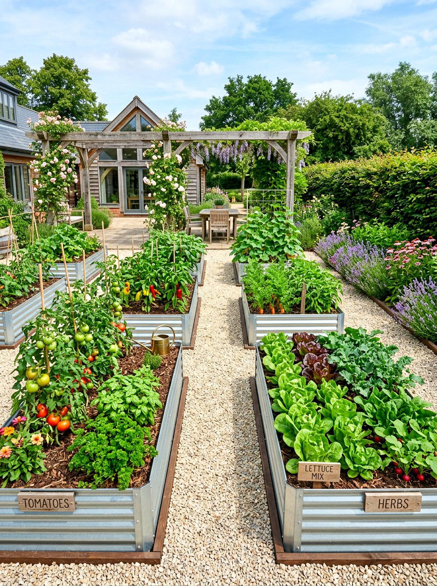 Raised Metal Bed - 30 modern landscaping ideas