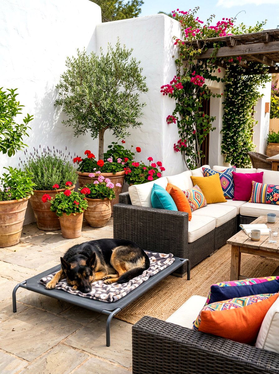 Raised Outdoor Dog Bed - 30 dog friendly patio ideas
