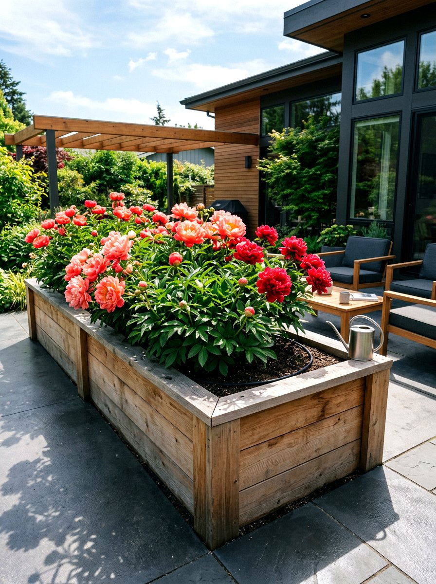 Raised Peony Bed - 30 peony garden bed ideas