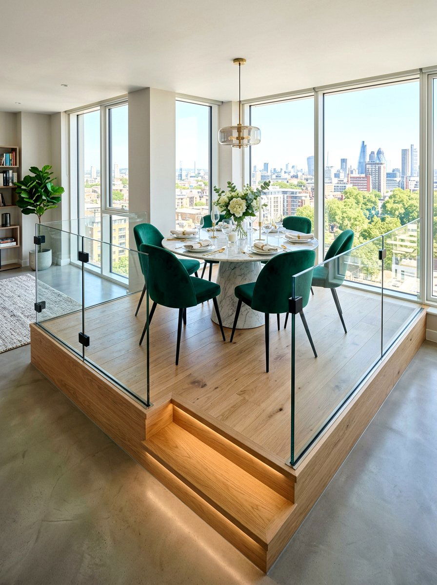 Raised Platform Dining Area - 30 split level seating ideas