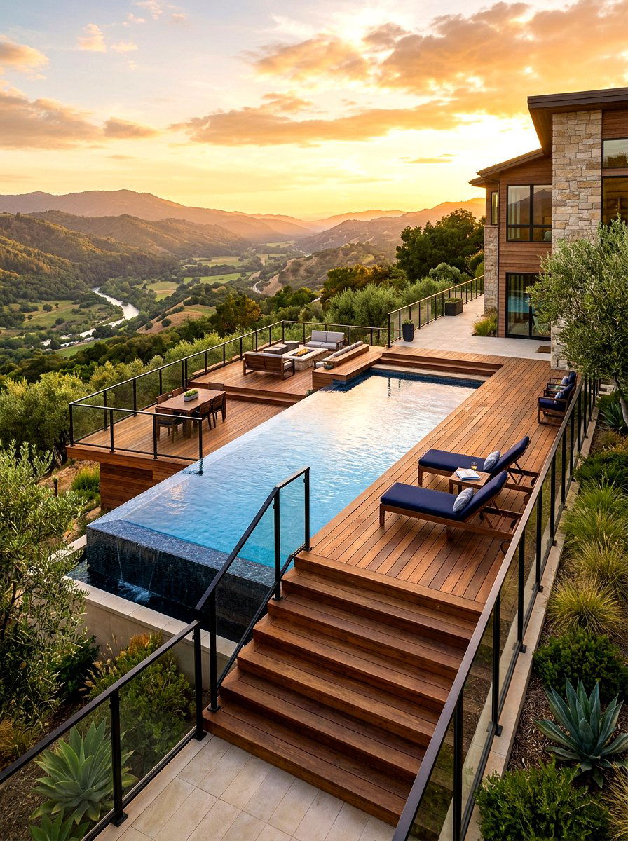Raised Pool Decking - 30 pool patio ideas