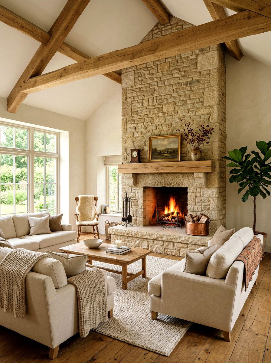 Raised Stone Hearth - 30 fireplace hearth ideas