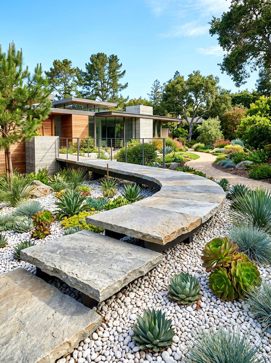 Raised Stone Path - 30 stone walkway ideas