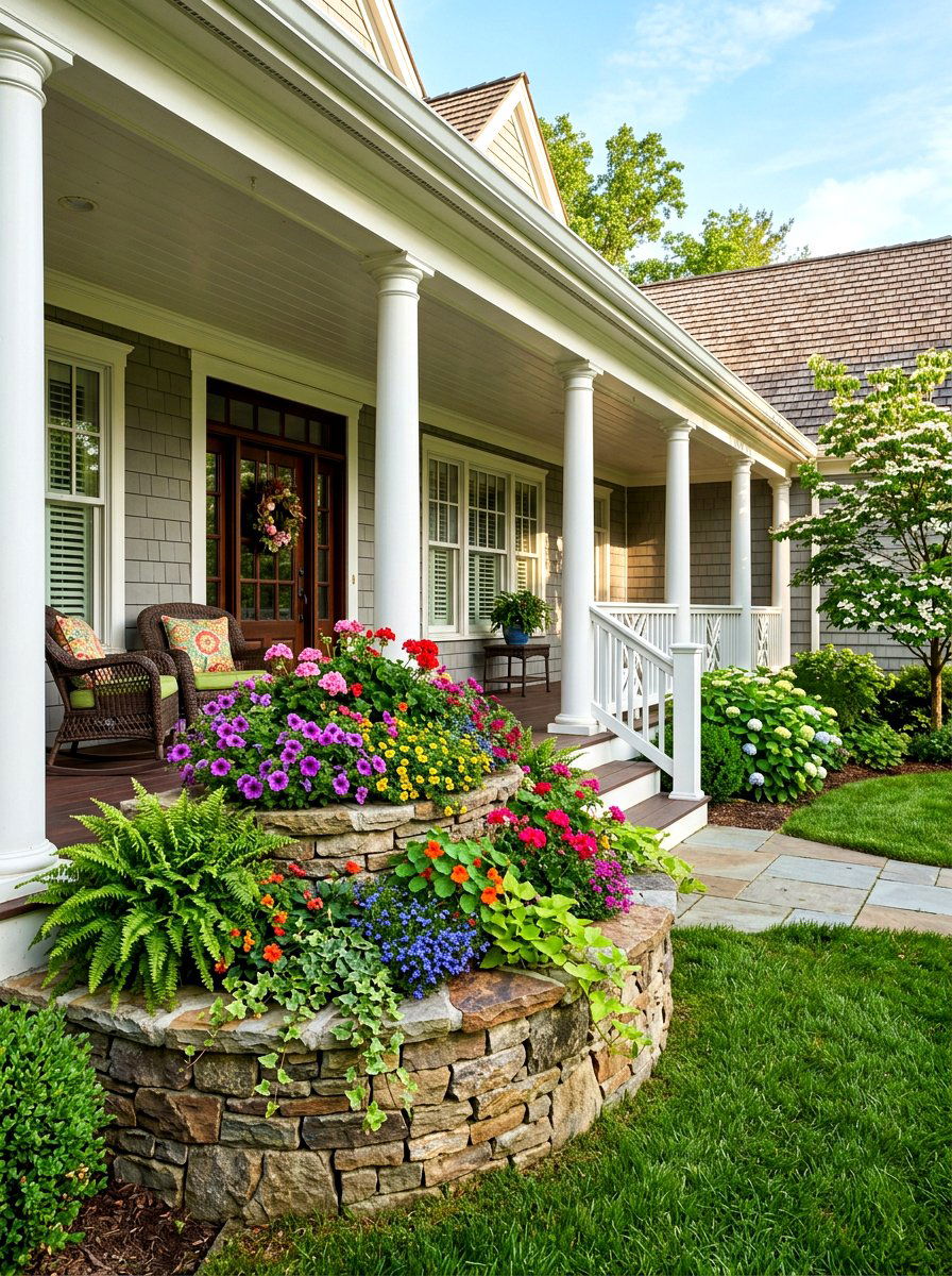 Raised Stone Planter - 30 front garden ideas