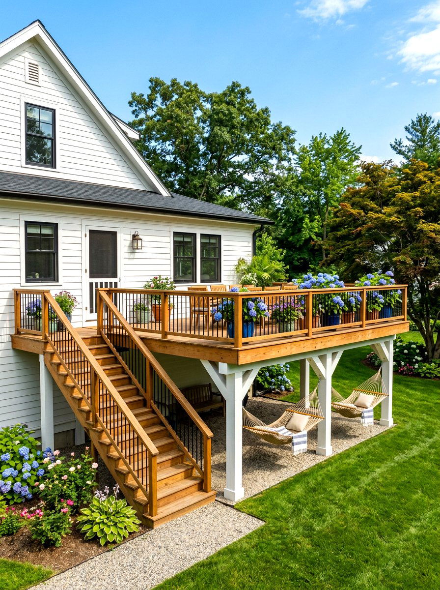 Raised Wood Deck - 30 backyard deck ideas