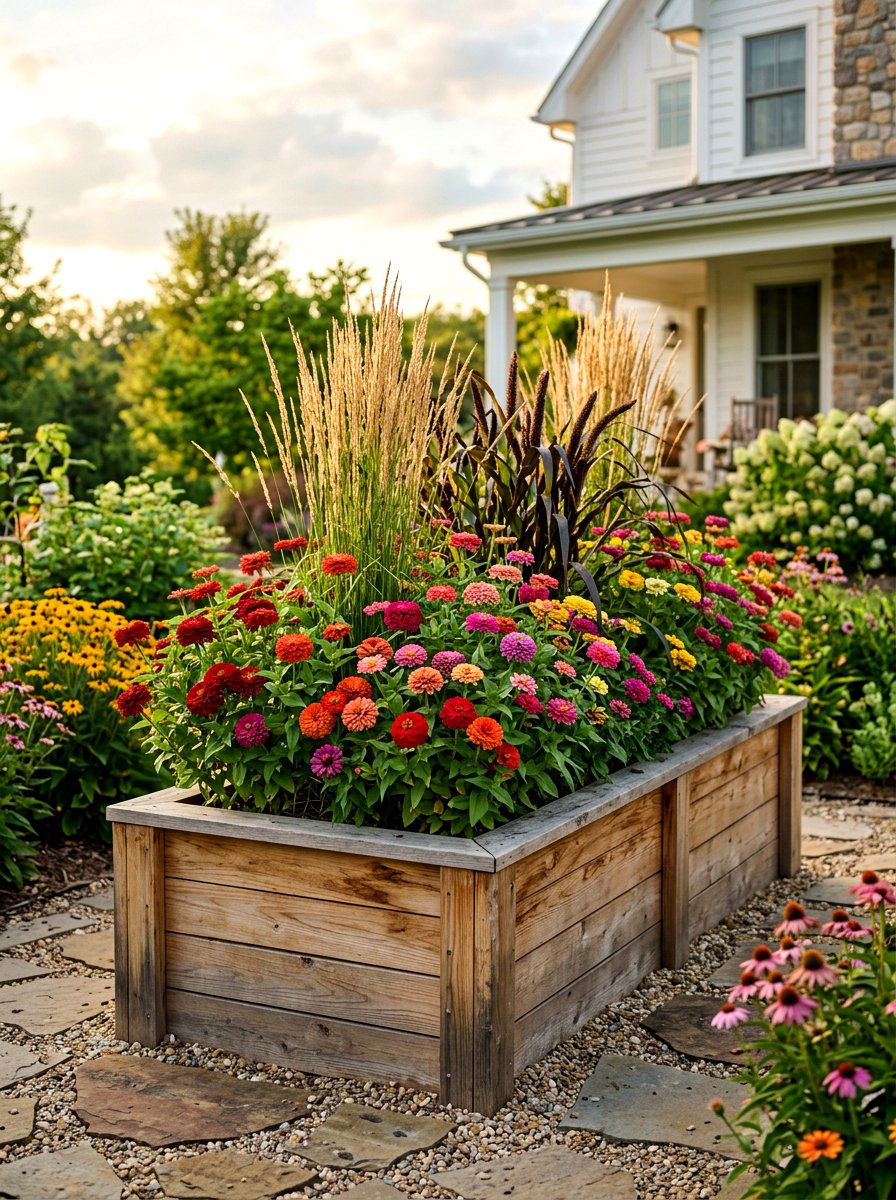 Raised Wooden Bed - 30 small flower bed ideas