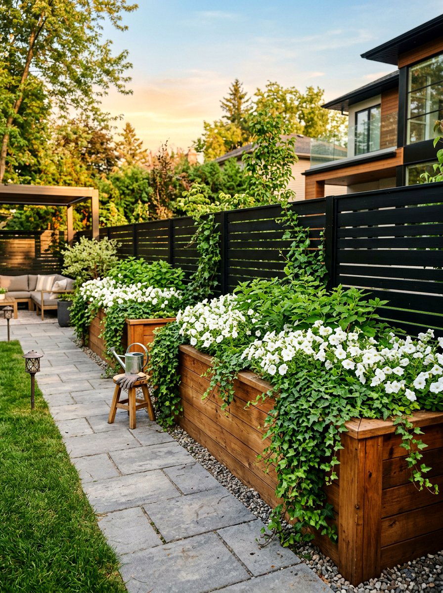 Raised Wooden Garden Beds - 30 fence line flower bed ideas
