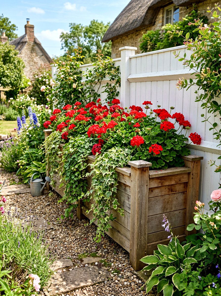 Raised Wooden Planter - 30 fence border ideas