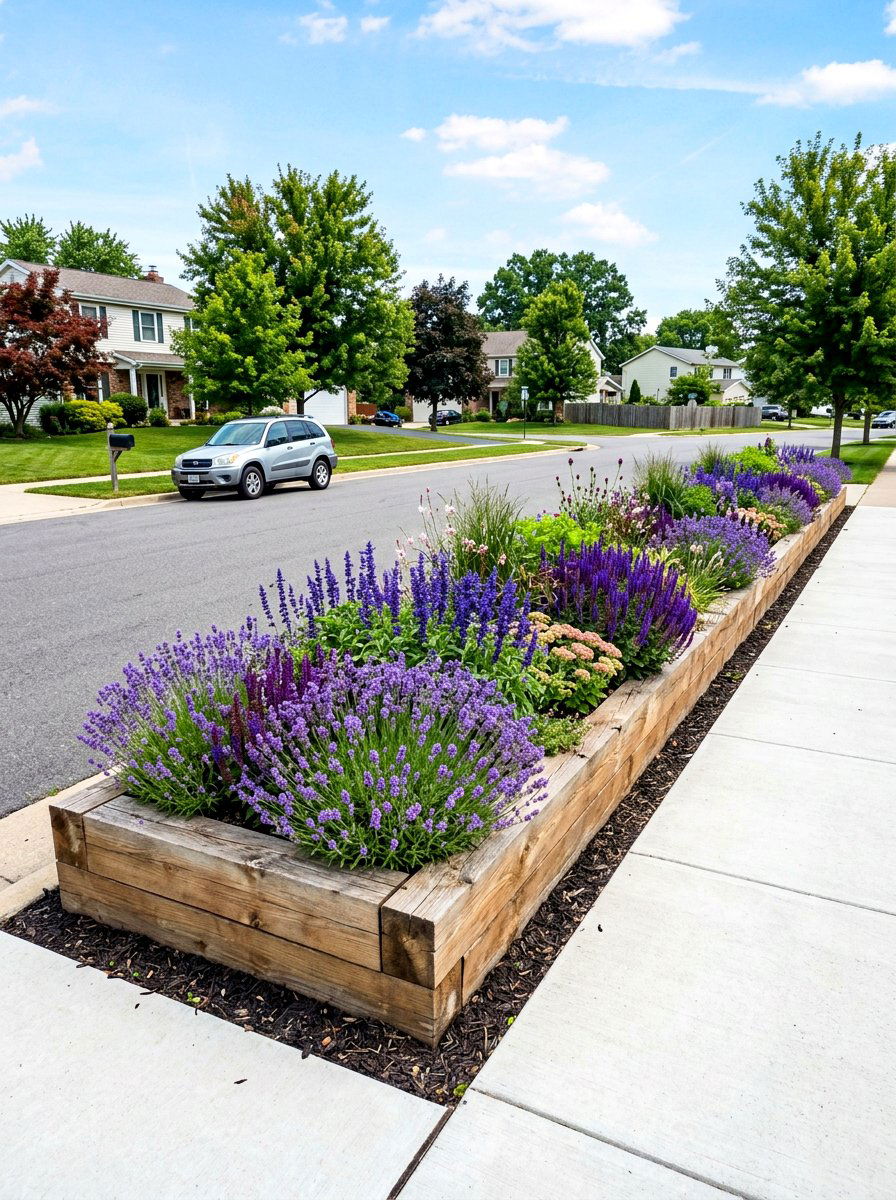Raised bed curb garden - 30 hellstrip garden ideas
