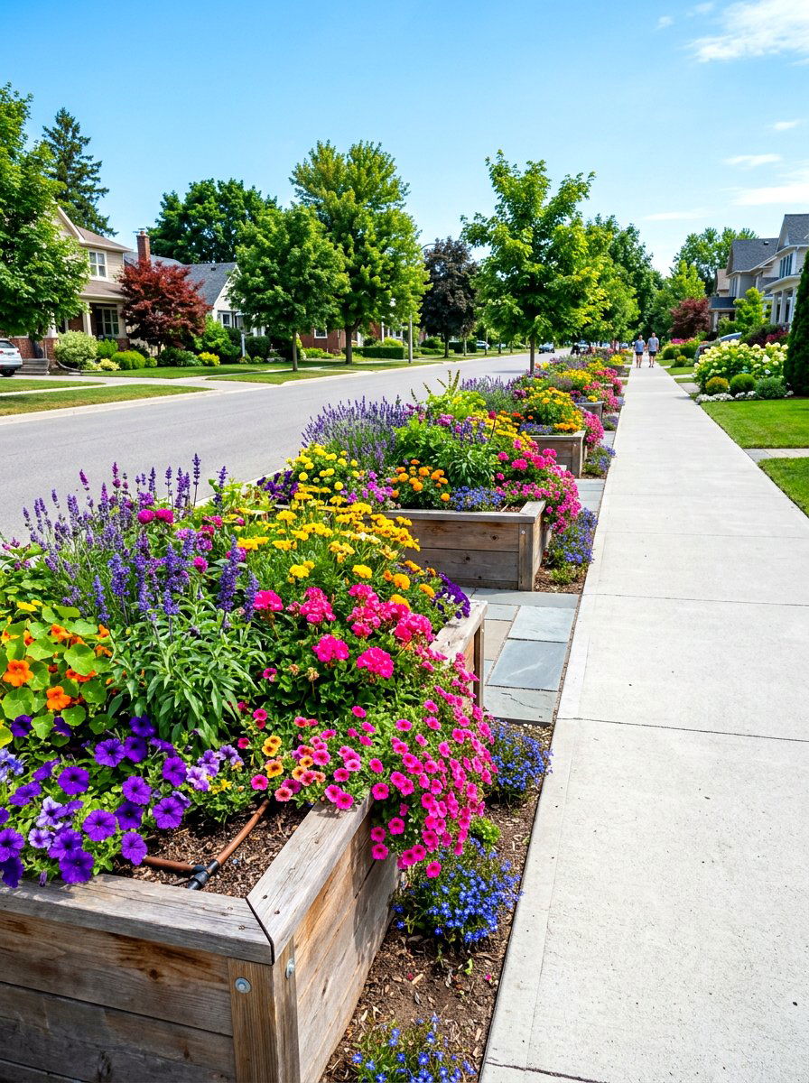 Raised bed curb strip - 30 curb strip planting ideas