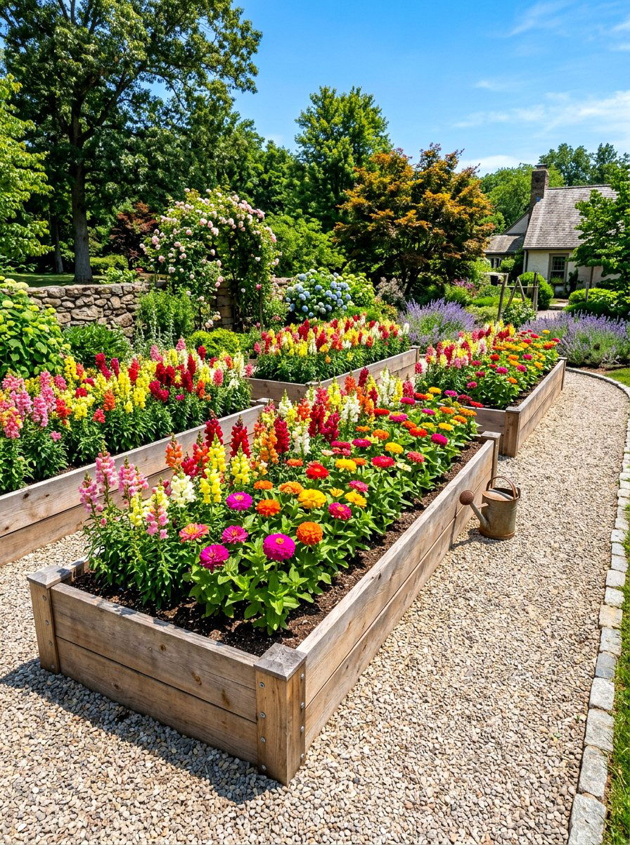Raised bed flower garden - 30 cut flower garden ideas