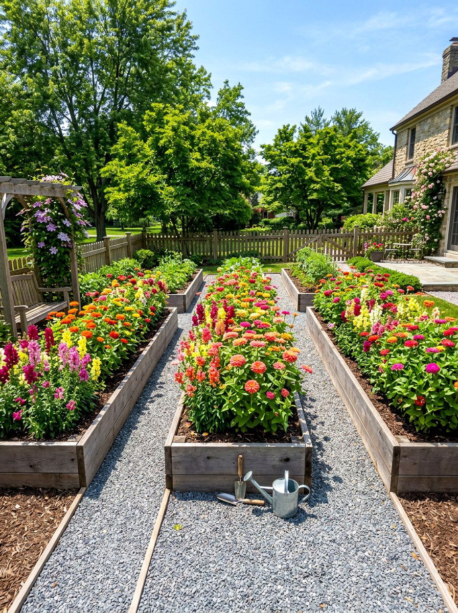 Raised bed flower garden - 30 cottage cutting garden ideas