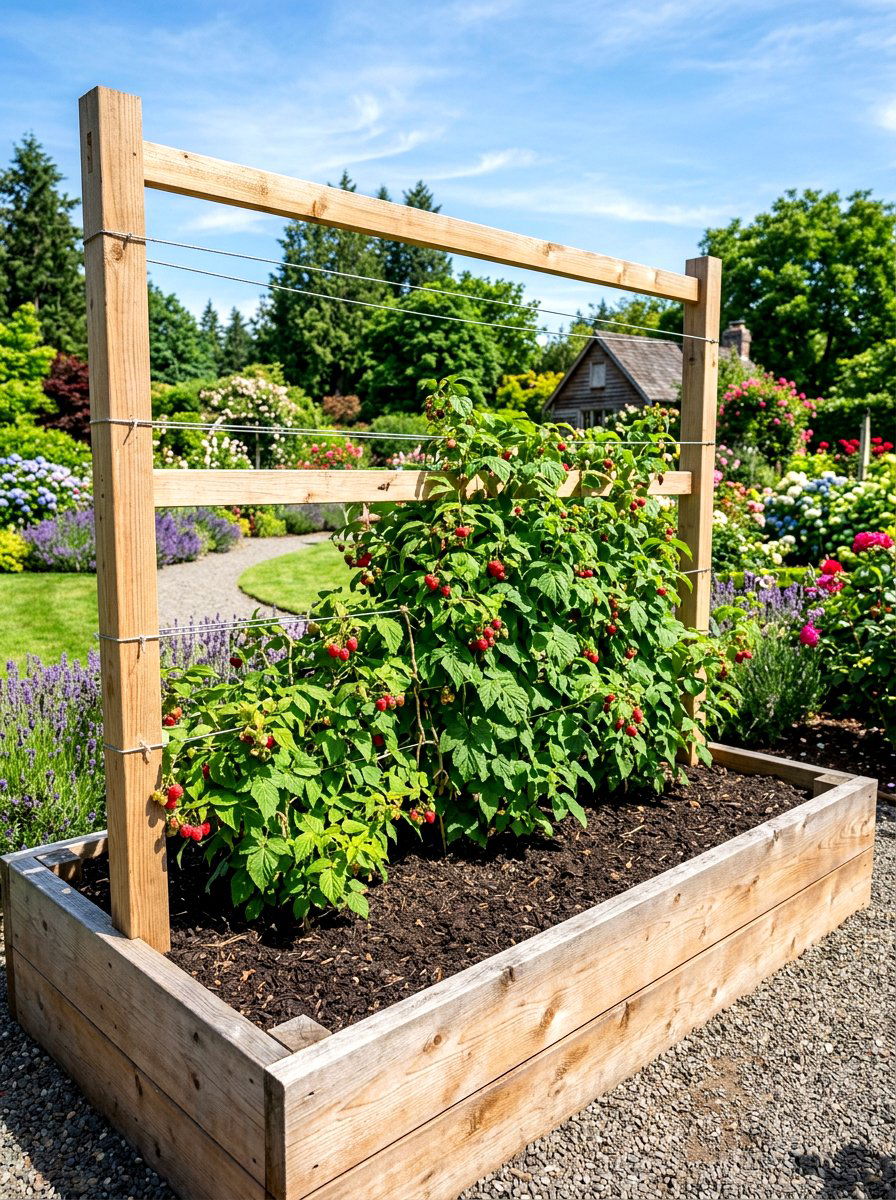 Raised bed raspberry trellis - 30 raspberry trellis ideas