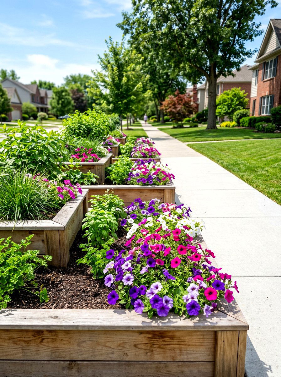 Raised bed sidewalk garden - 30 sidewalk garden ideas