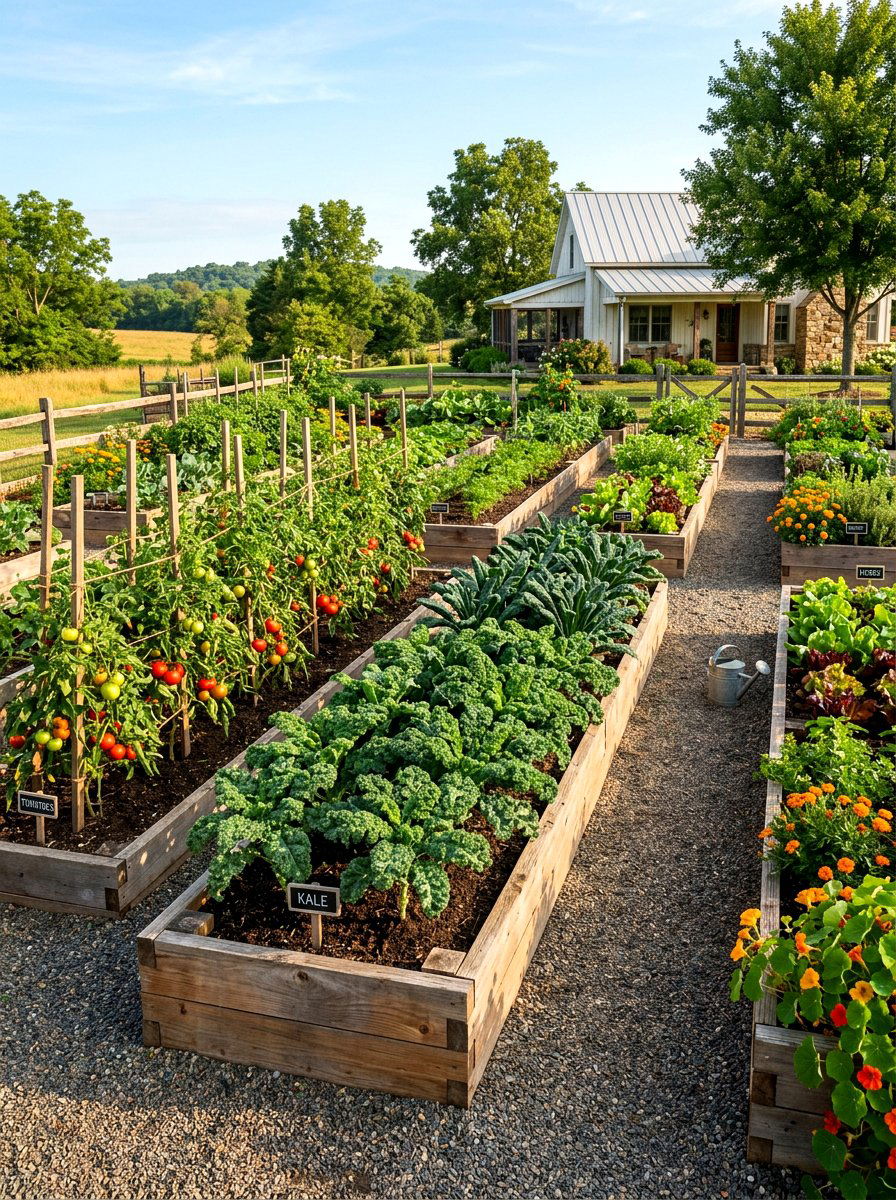 Raised bed vegetable garden - 30 kitchen garden backyard ideas