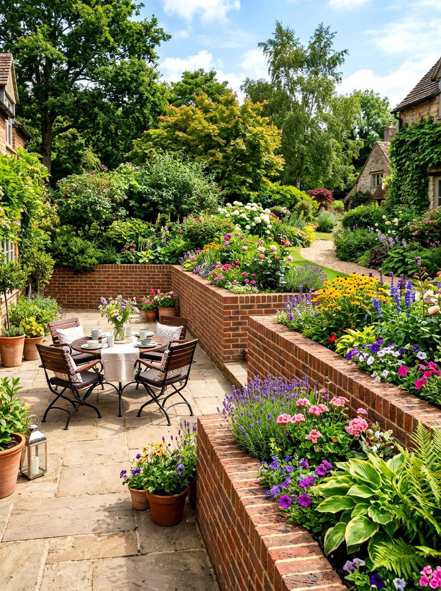 Raised brick garden edge - 30 patio paver border ideas