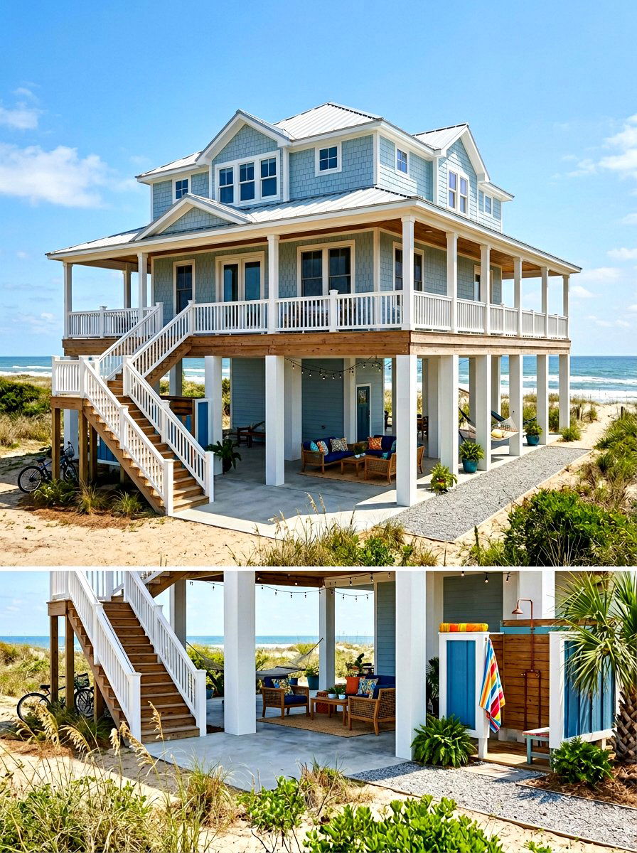 Raised coastal house architecture - 30 beach cottage exterior ideas