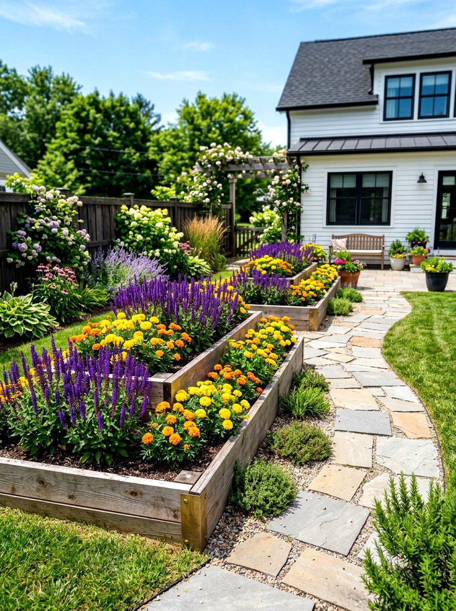 Raised flower beds - 30 tiny courtyard garden ideas