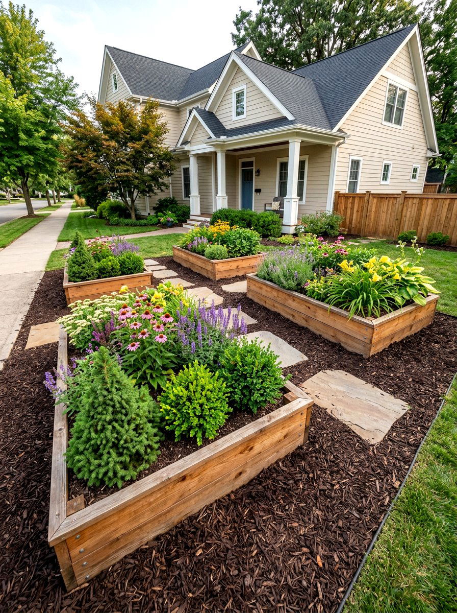 Raised garden bed - 30 low maintenance front yard ideas