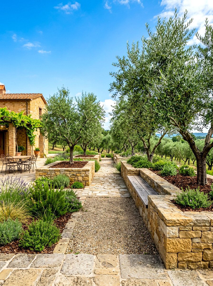 Raised garden beds - 30 olive grove backyard ideas
