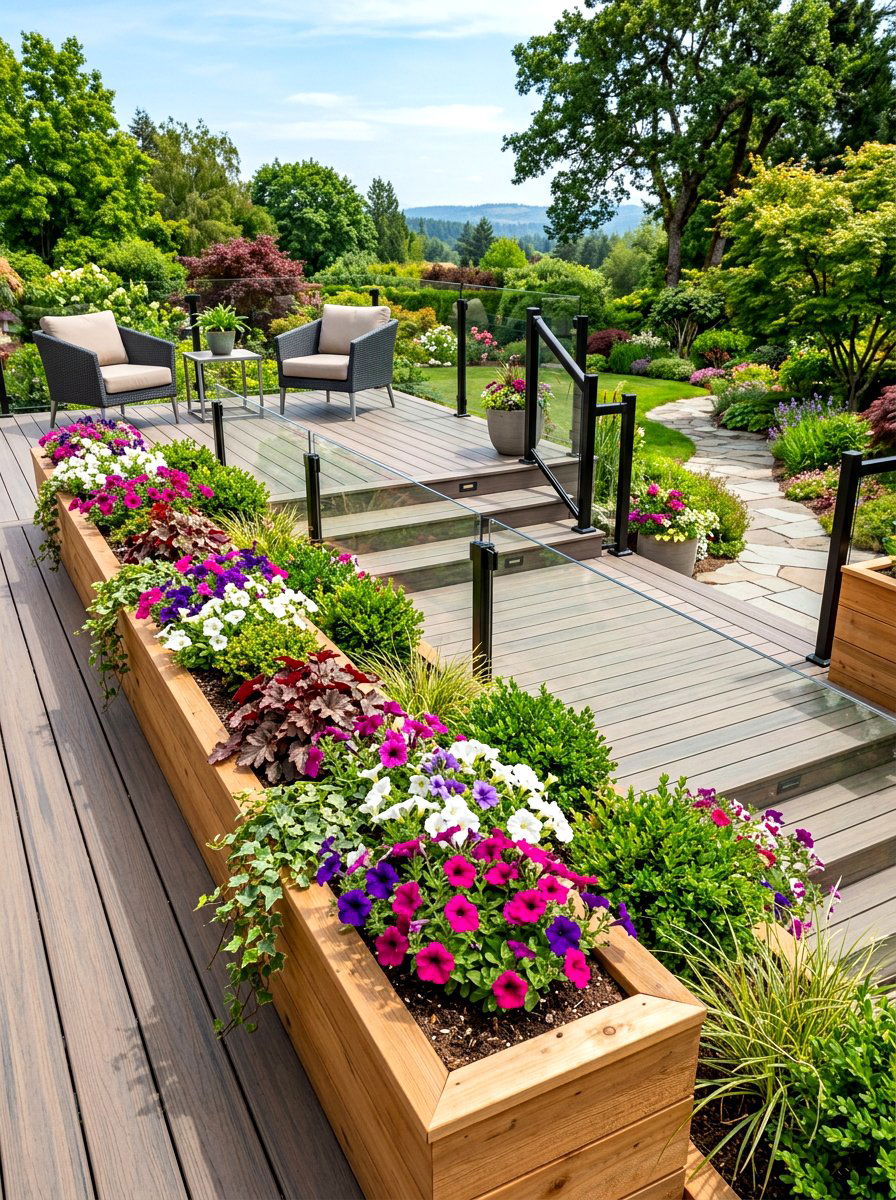 Raised planter beds - 30 deck border planting ideas