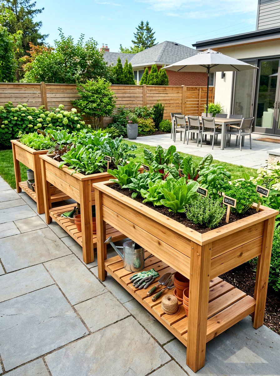 Raised planter boxes - 30 kitchen garden backyard ideas
