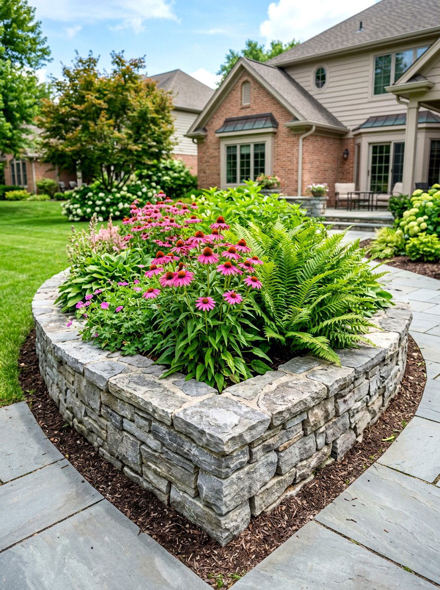 Raised stone garden bed - 30 corner flower bed ideas