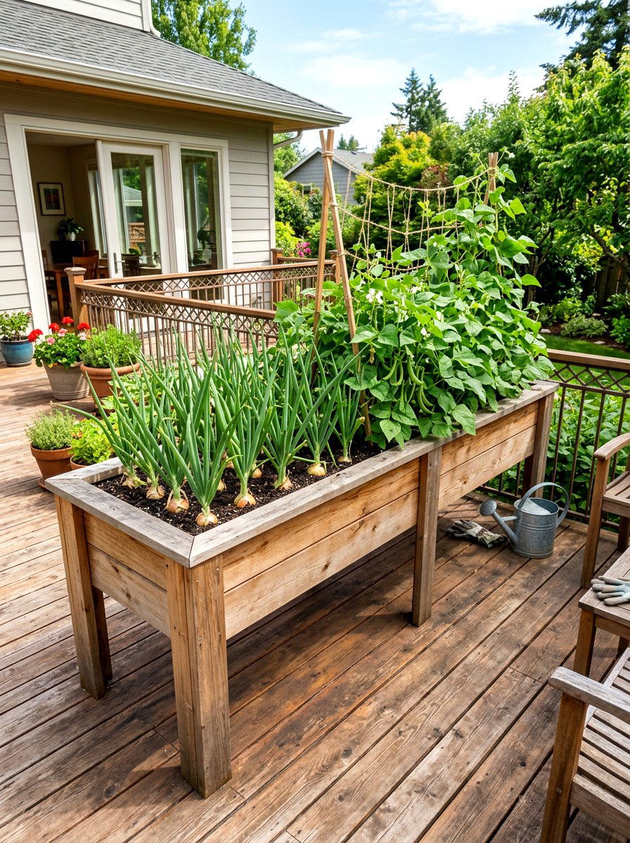 Raised trough planter - 30 patio vegetable garden ideas