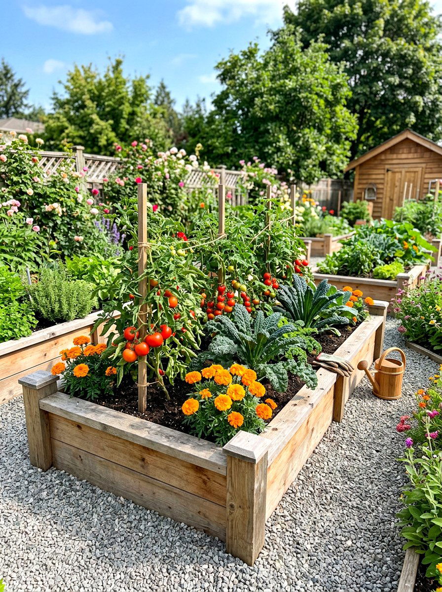 Raised vegetable and flower bed - 30 flower bed layout ideas