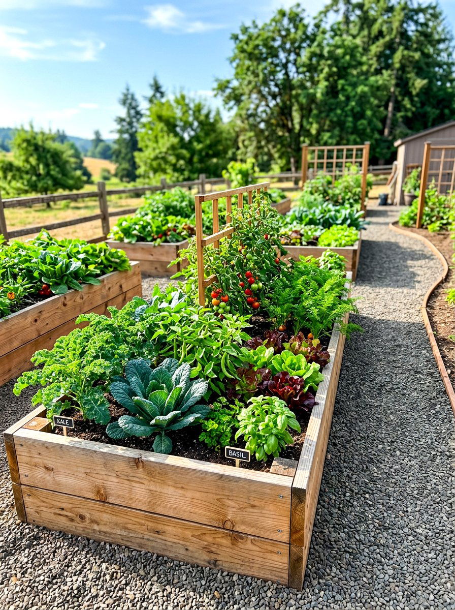 Raised vegetable bed - 30 cabin backyard landscaping ideas