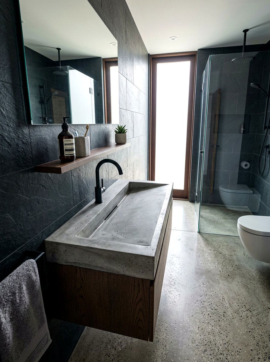 Ramp Style Concrete Sink - 30 concrete sink bathroom ideas