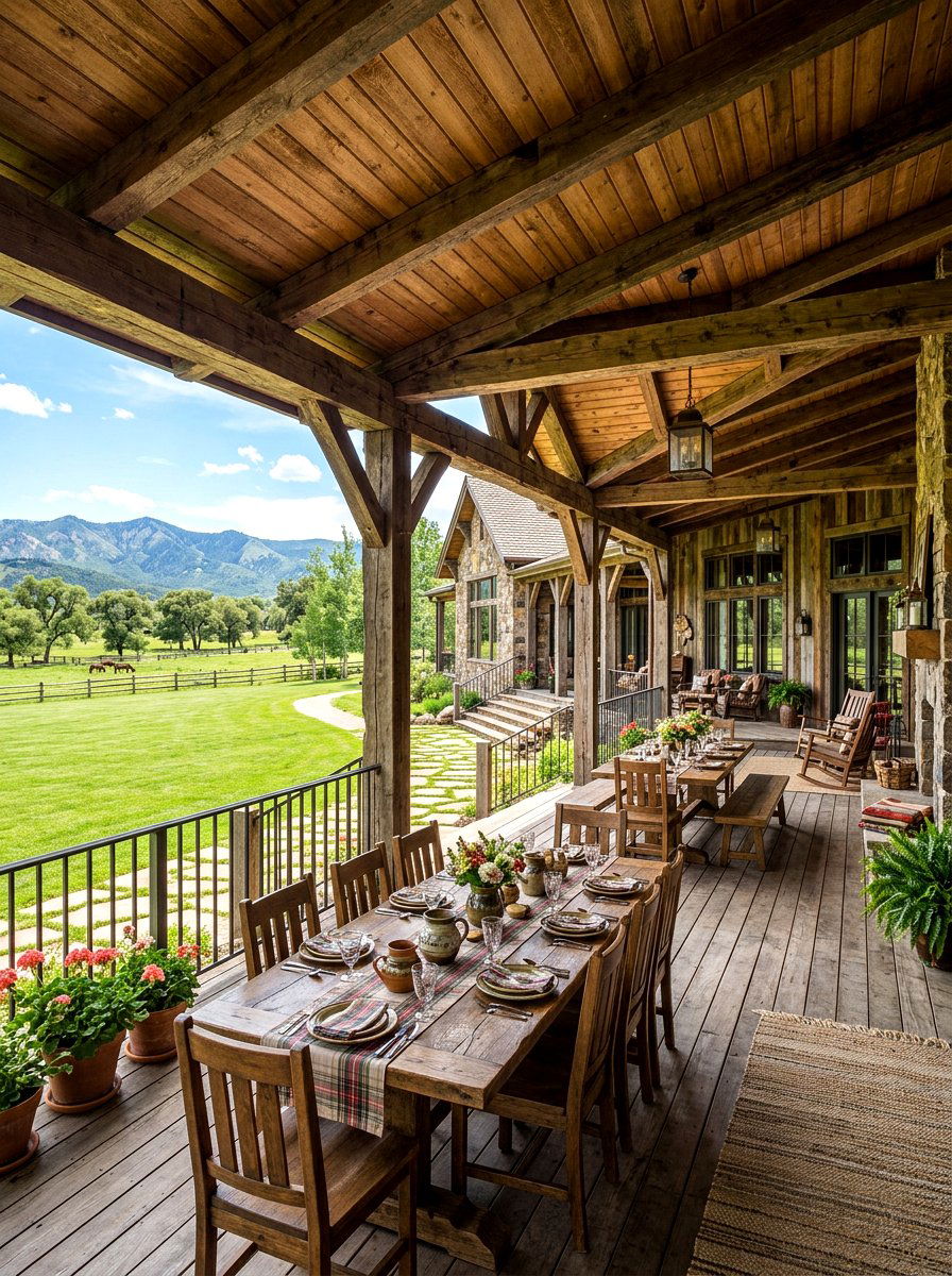Ranch Covered Porch - 30 covered deck dining ideas