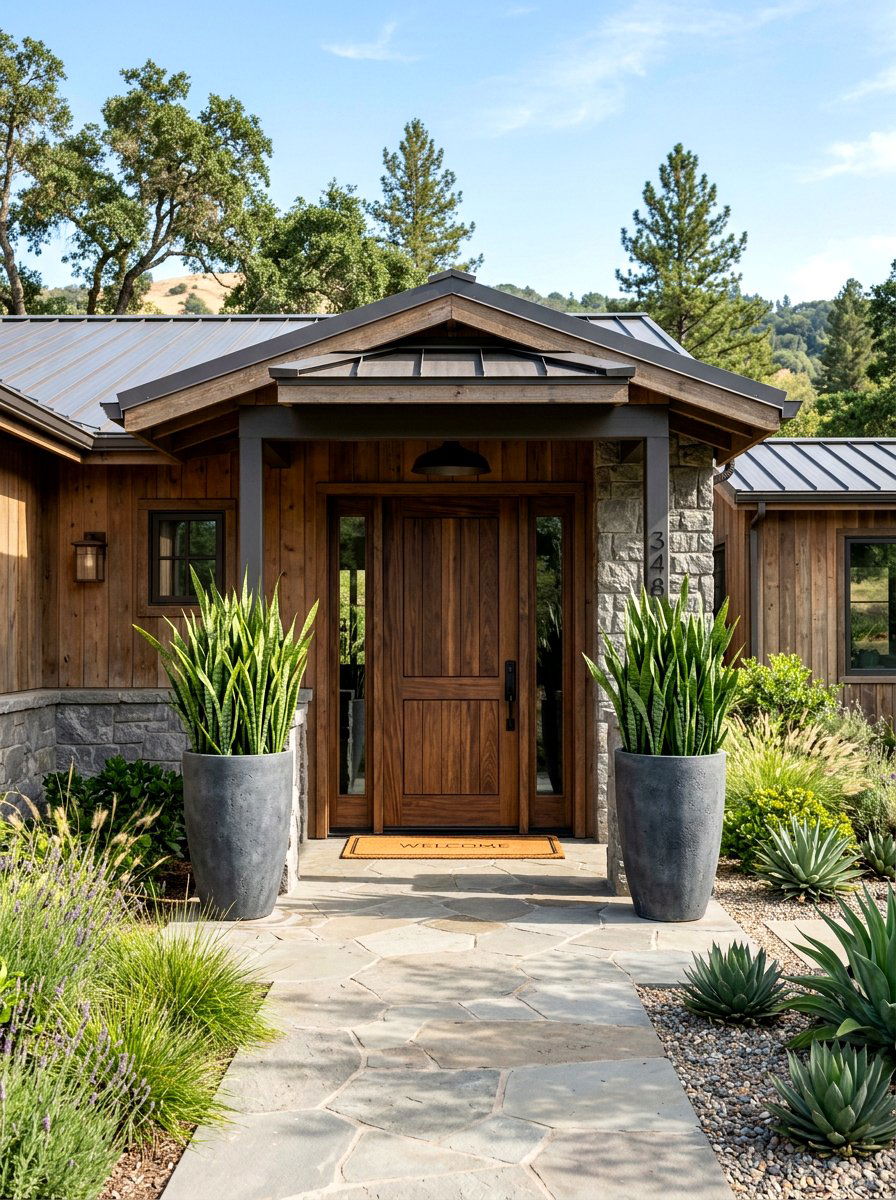 Ranch House Oversized Planters - 30 ranch house curb appeal ideas