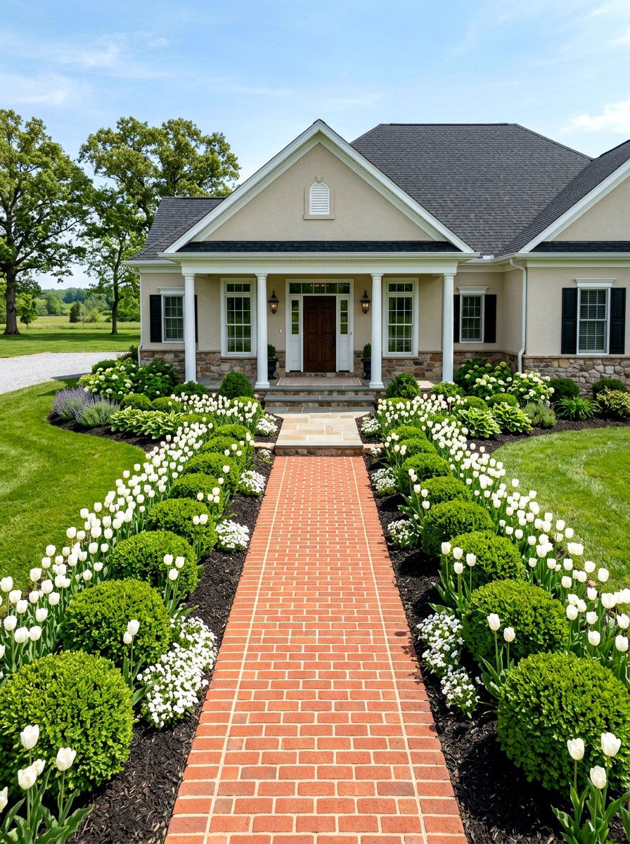 Ranch House Symmetrical Garden Beds - 30 ranch house curb appeal ideas
