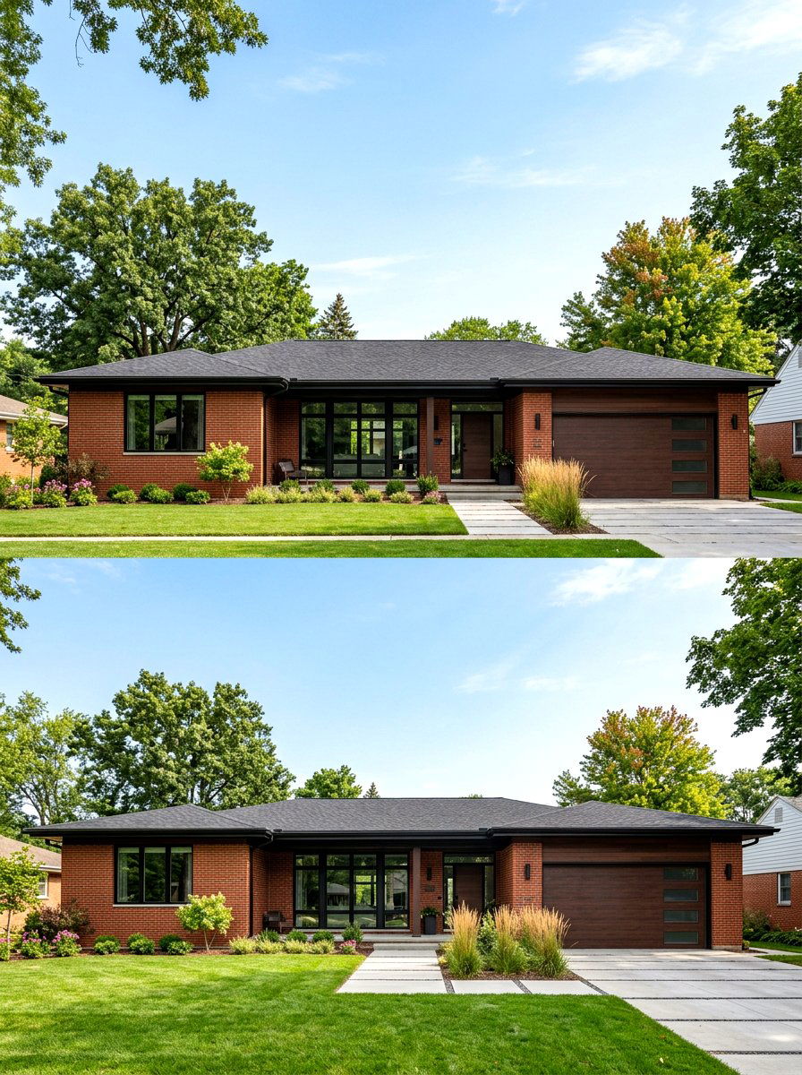 Ranch Style Brick Home - 30 black bronze window exterior ideas