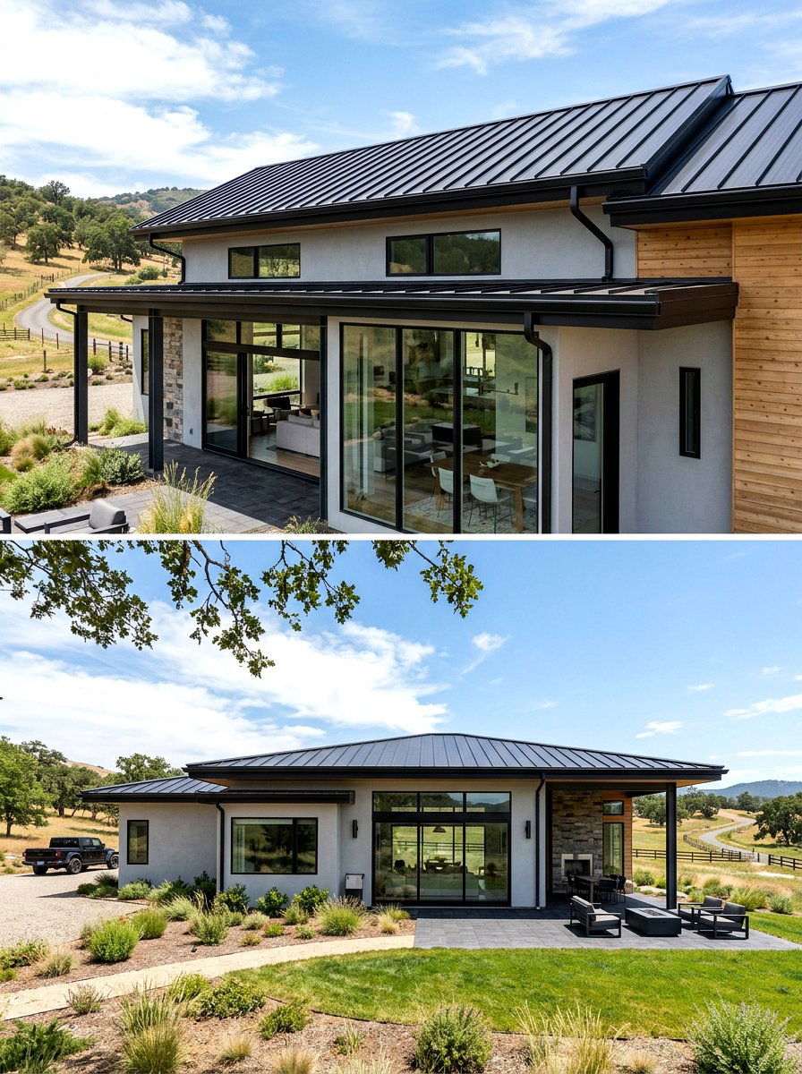 Ranch house with black windows - 30 ranch house exterior ideas
