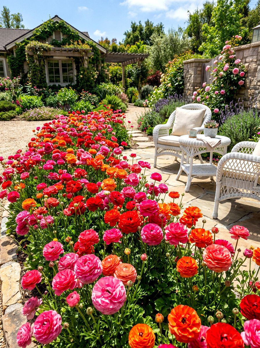 Ranunculus Flower Bed - 30 bulb garden ideas