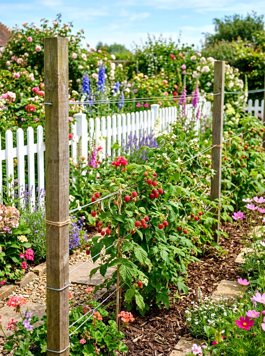 Raspberry Trellis System - 30 edible entertaining backyard ideas