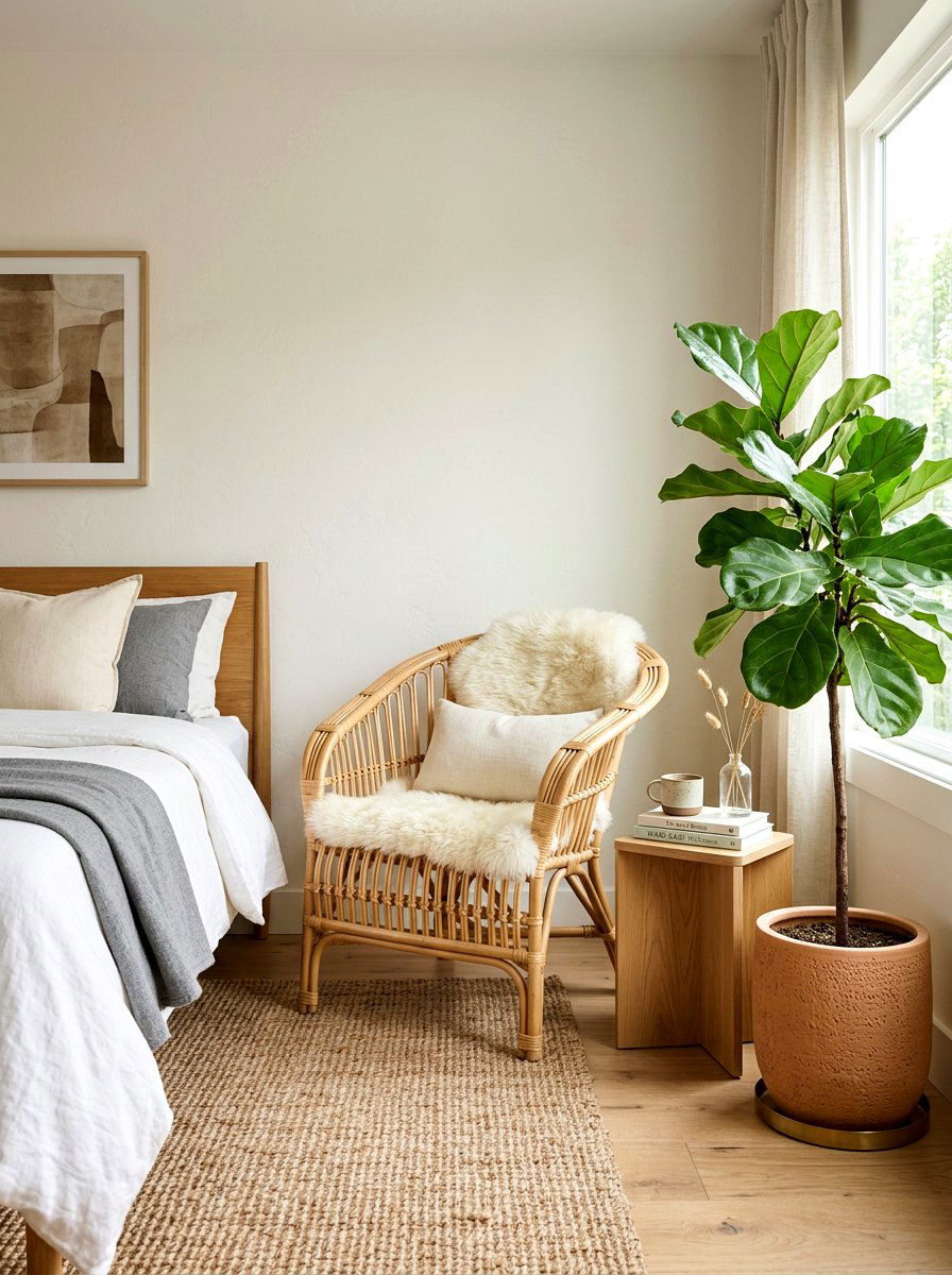 Rattan Accent Chair - 30 organic modern bedroom ideas